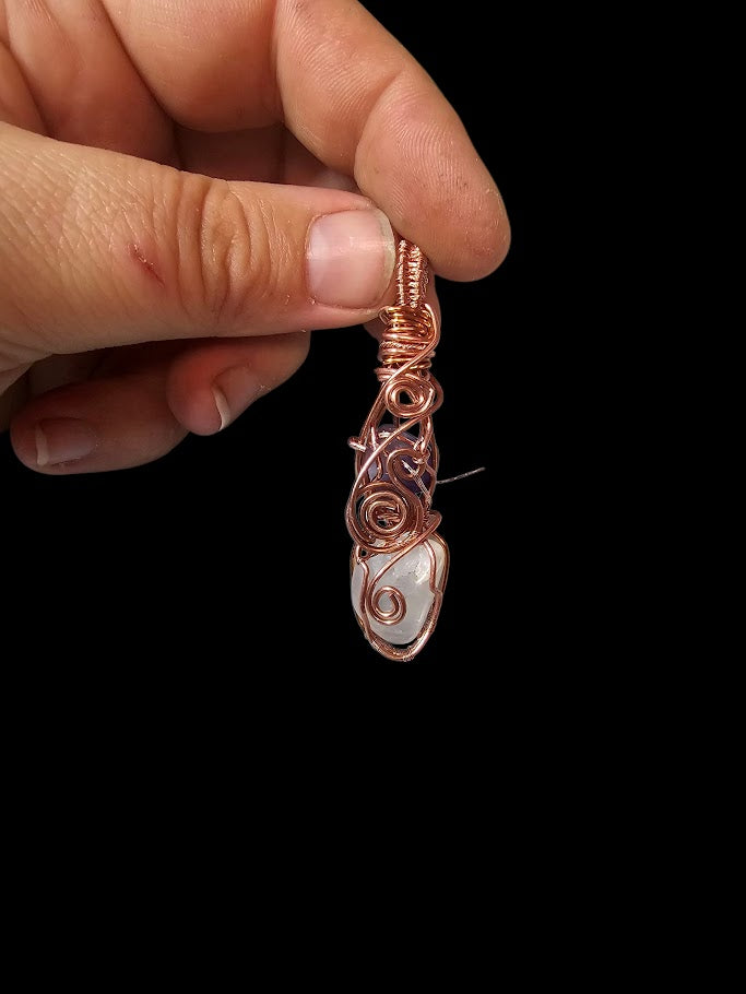 Amethyst and Clear Quartz wire wrapped pendent