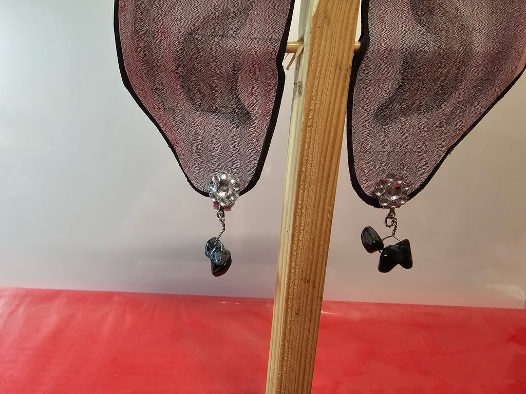granite cluster clip on earrings