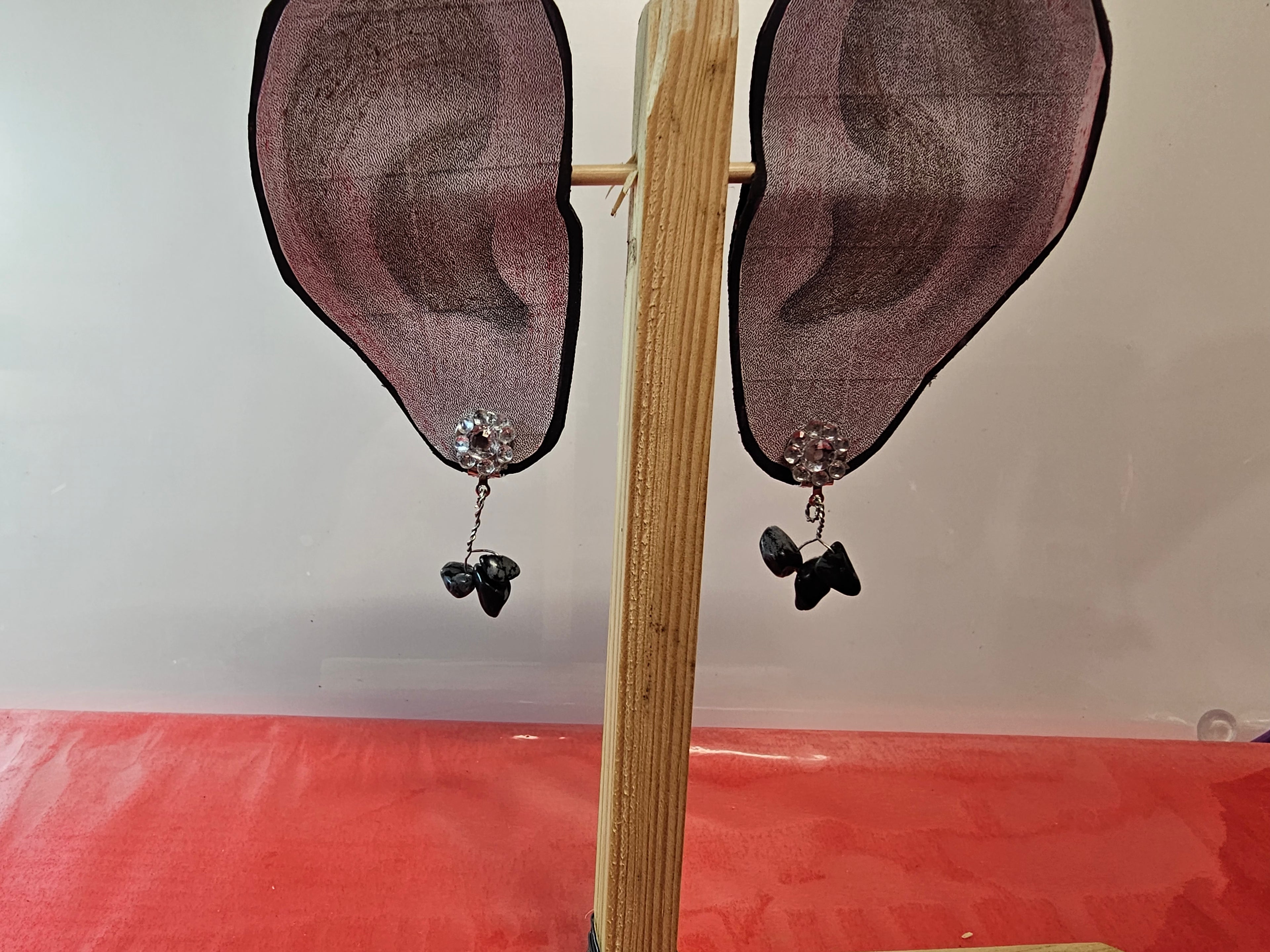 granite cluster clip on earrings