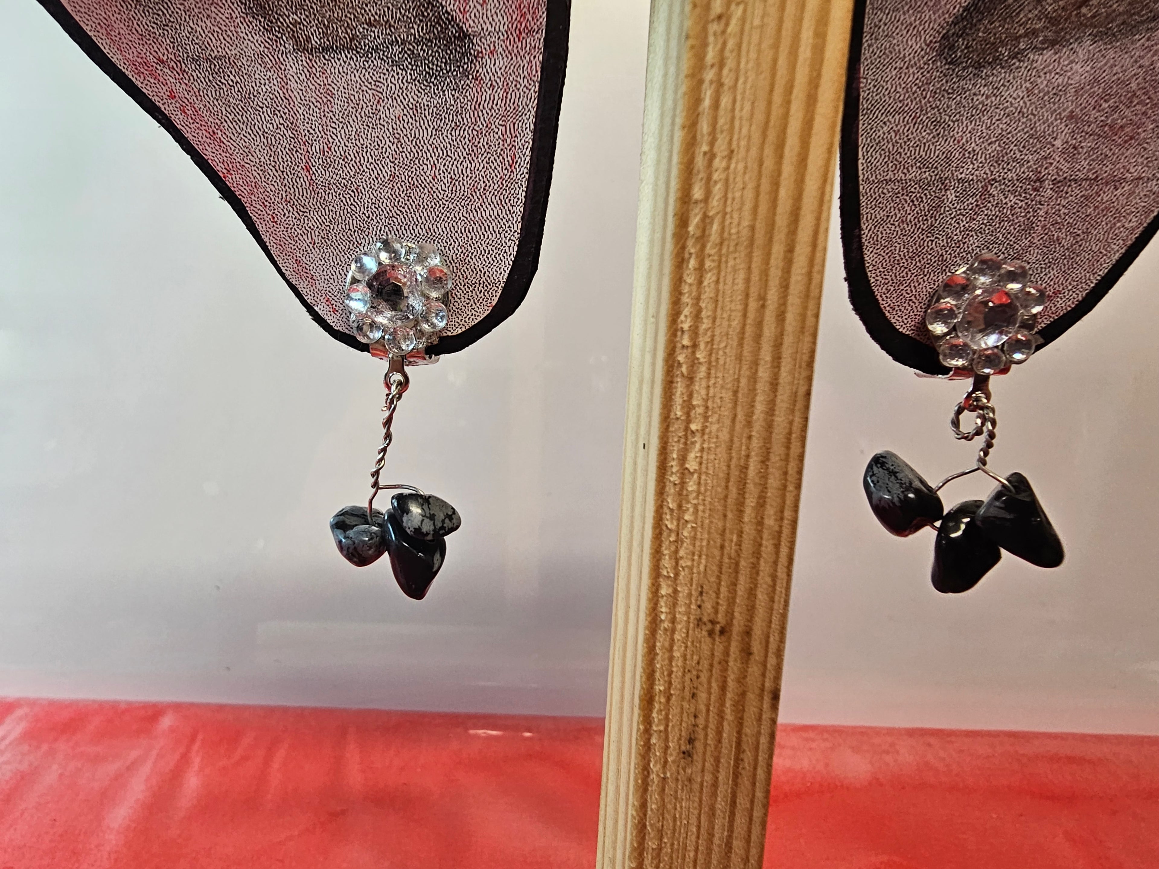 granite cluster clip on earrings