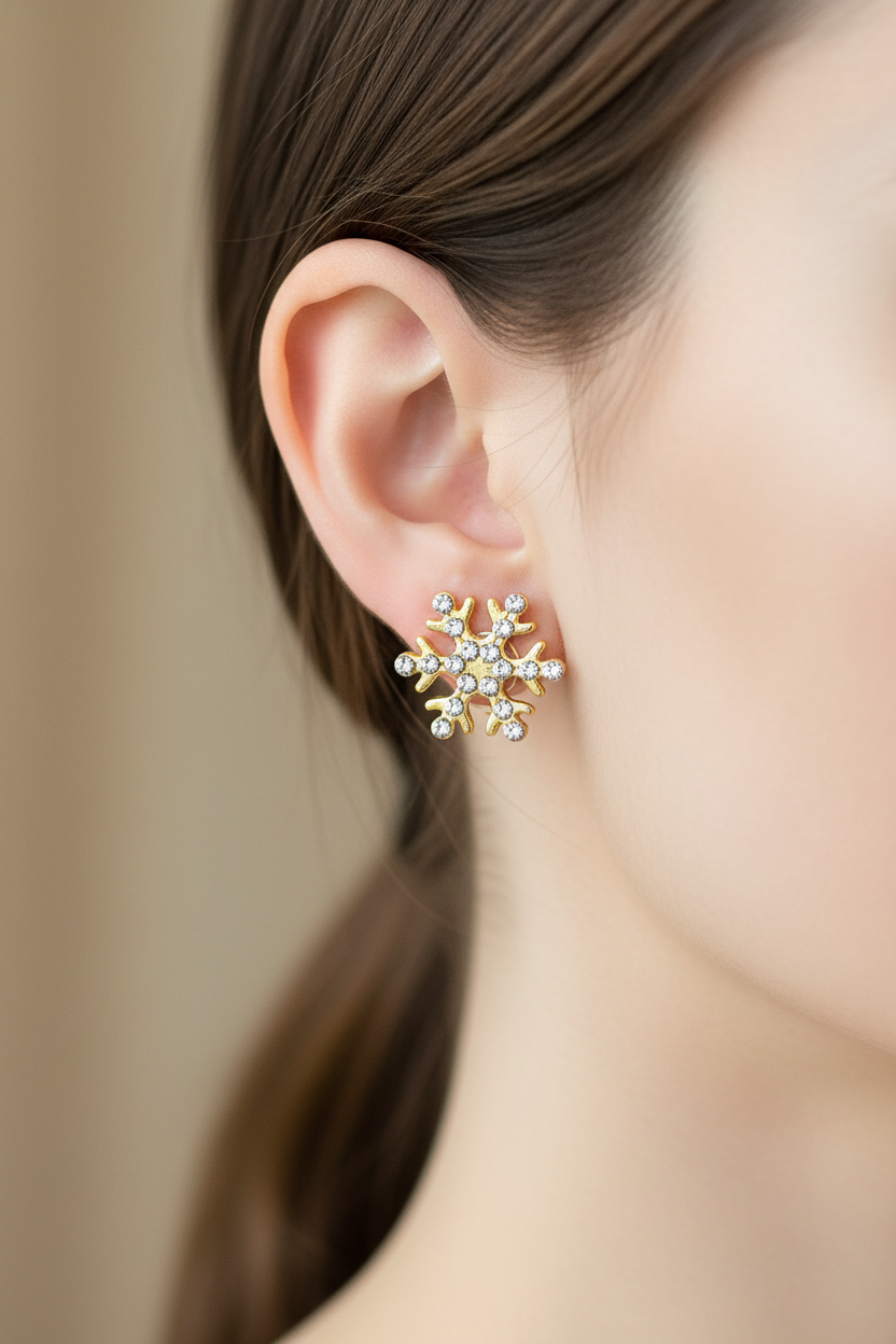 Snowflake clip-on earrings with diamante