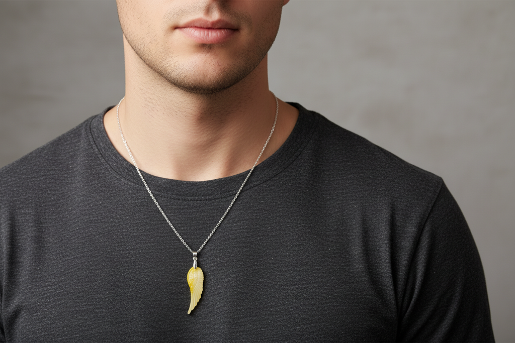 Resin Angel wing pendent and chain