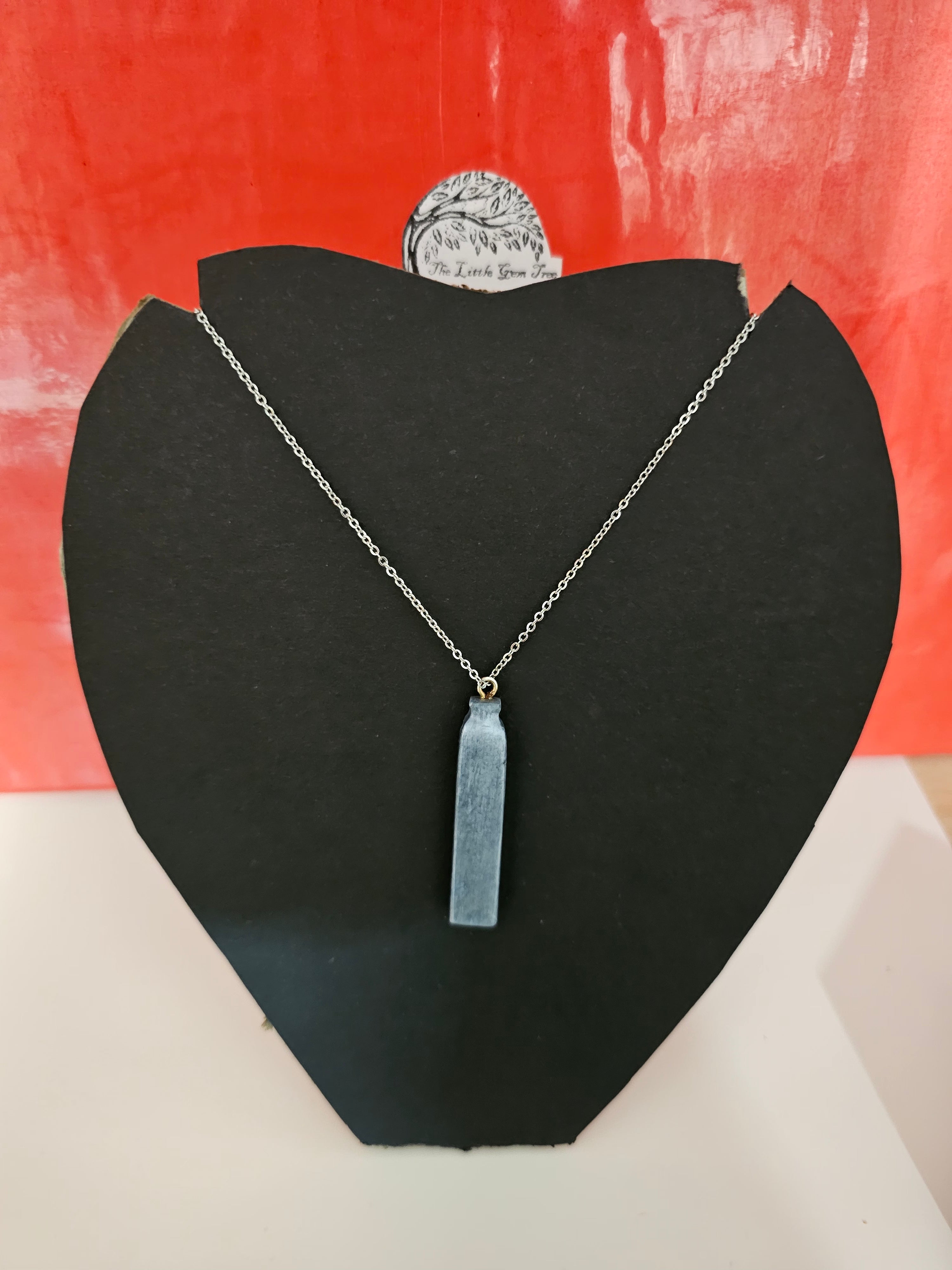 metallic Grey drop pendent and chain
