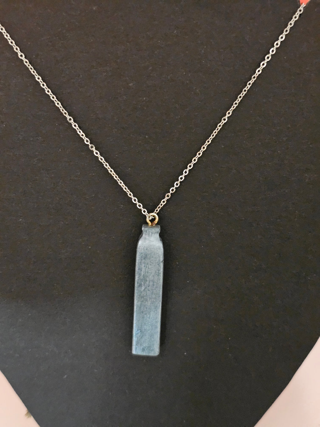 metallic Grey drop pendent and chain