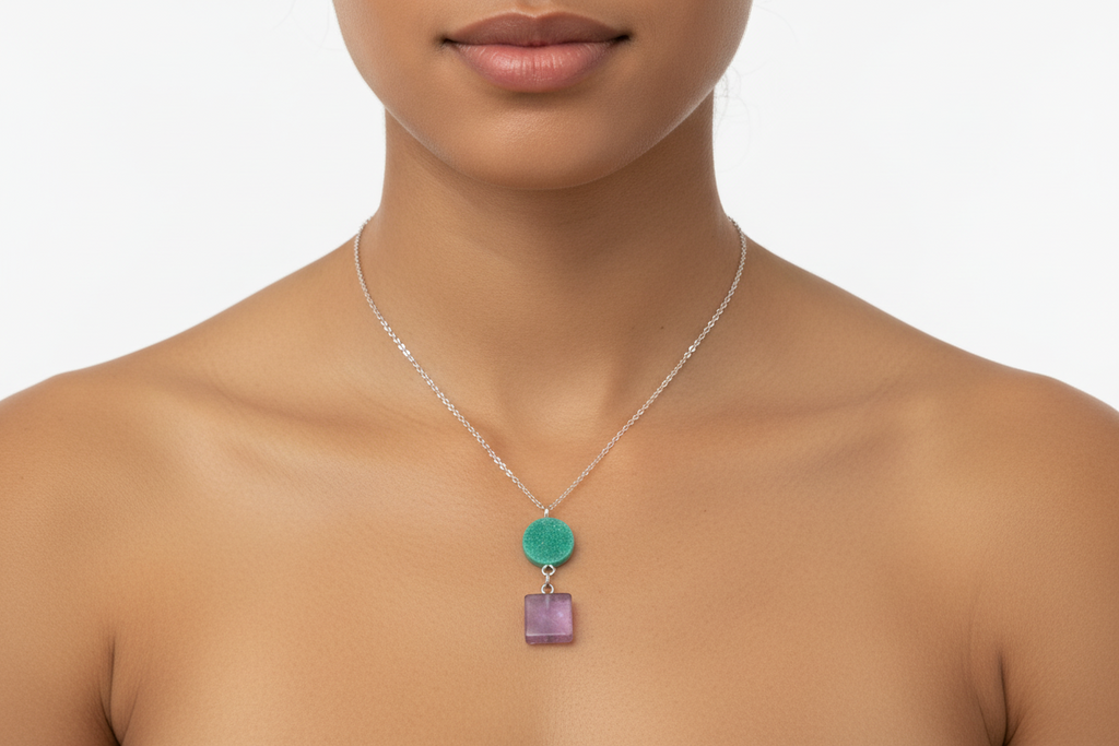 Geometric shapes drop pendent and chain