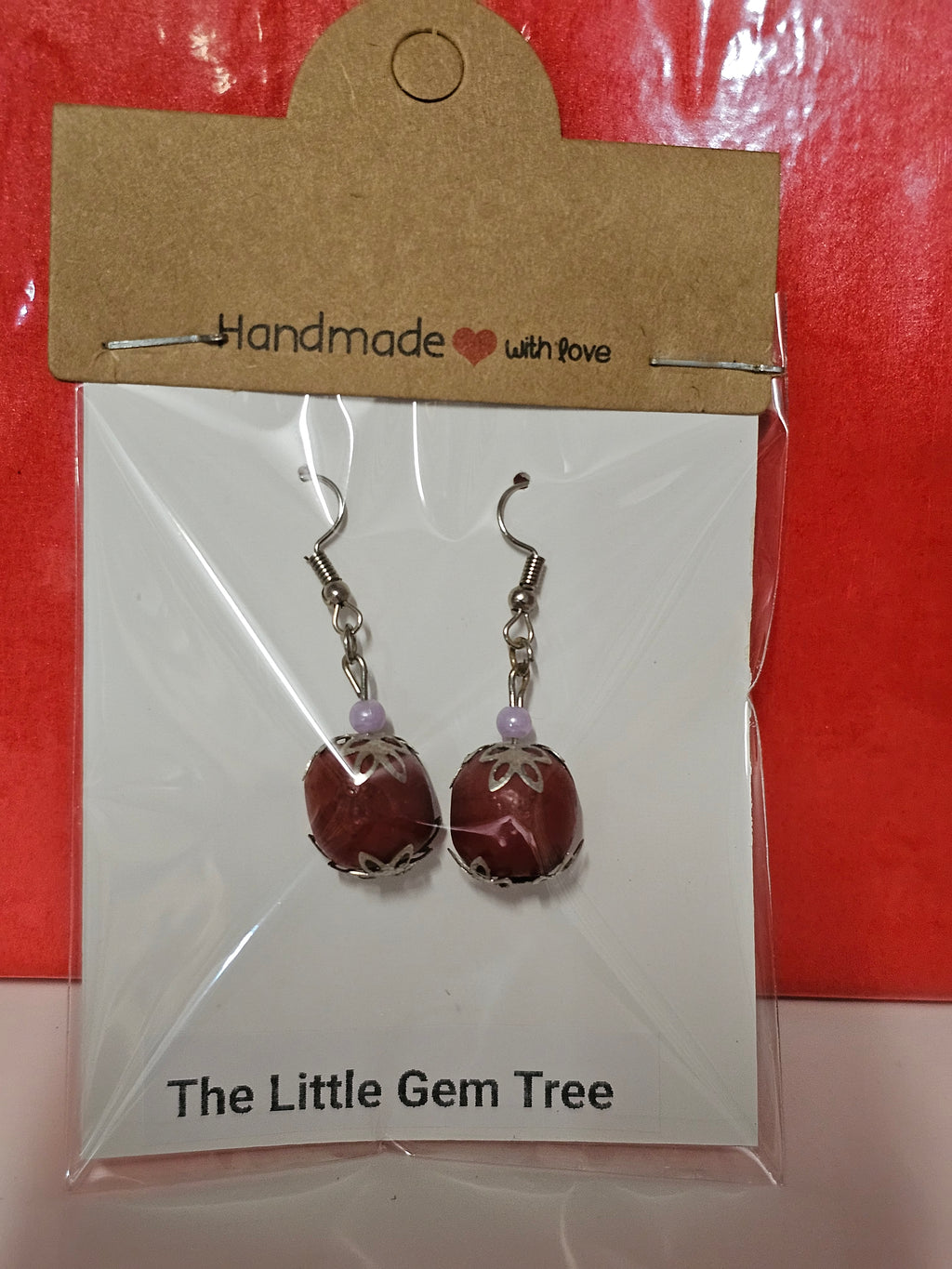 red bead drop earrings