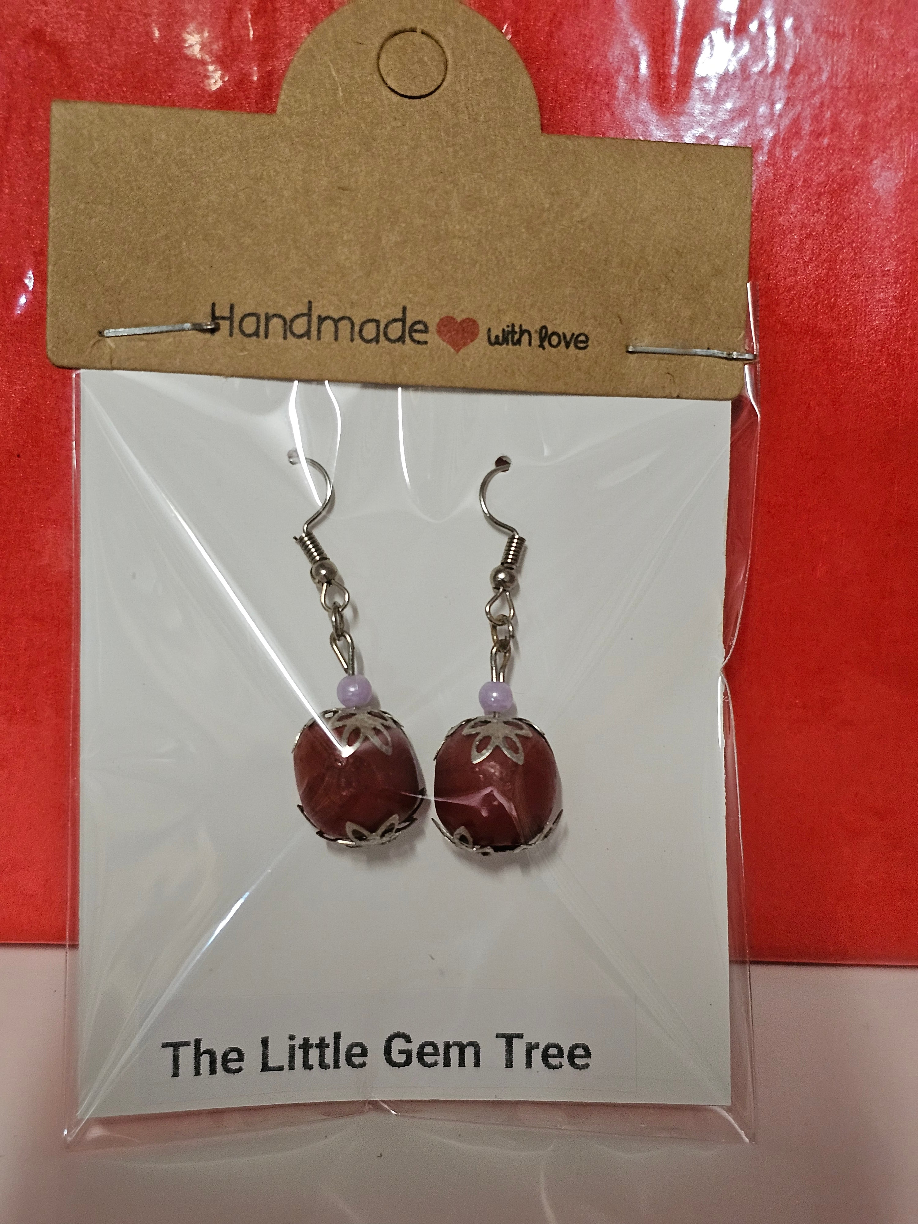 red bead drop earrings