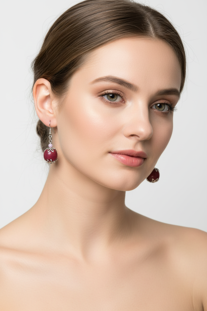 red bead drop earrings