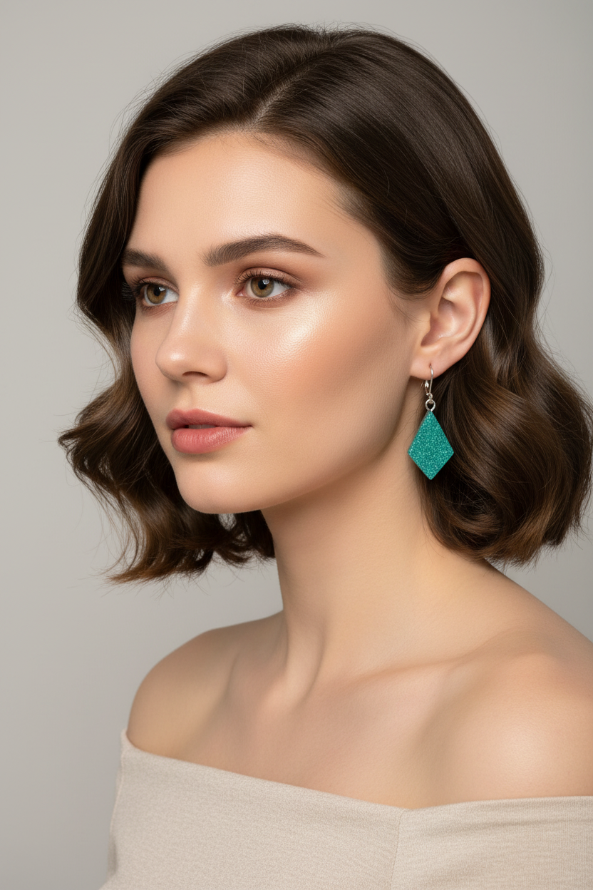 green kite style earrings