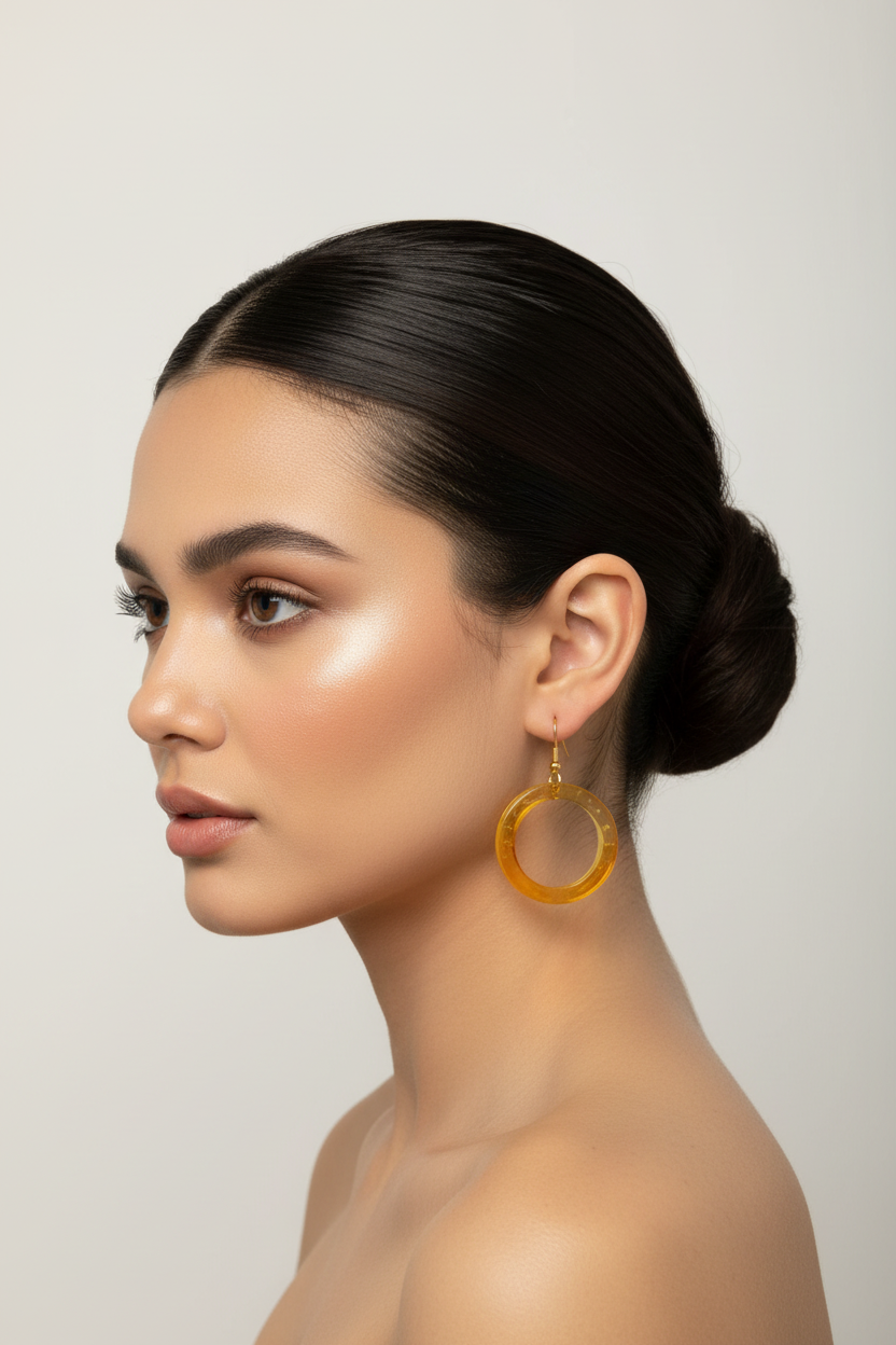 Resin circled drop earrings