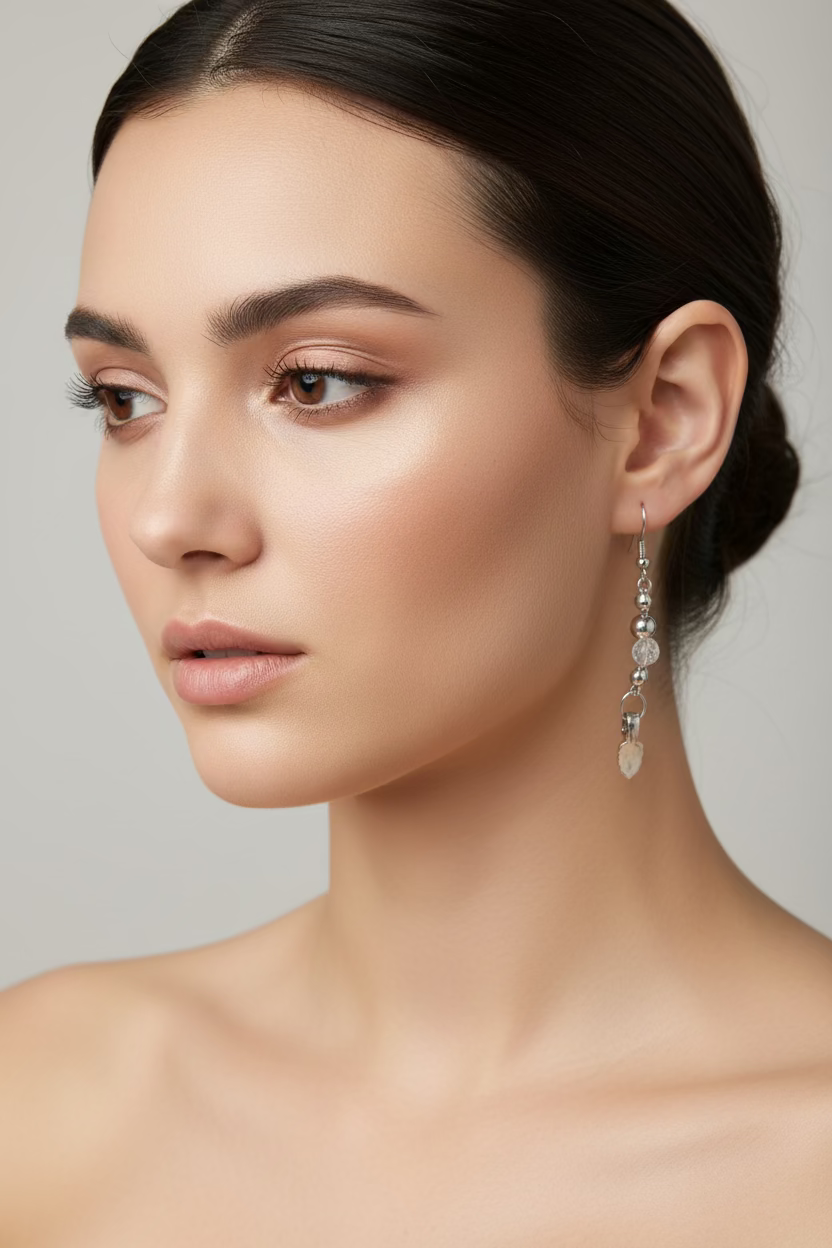 dangle leaf bead earrings