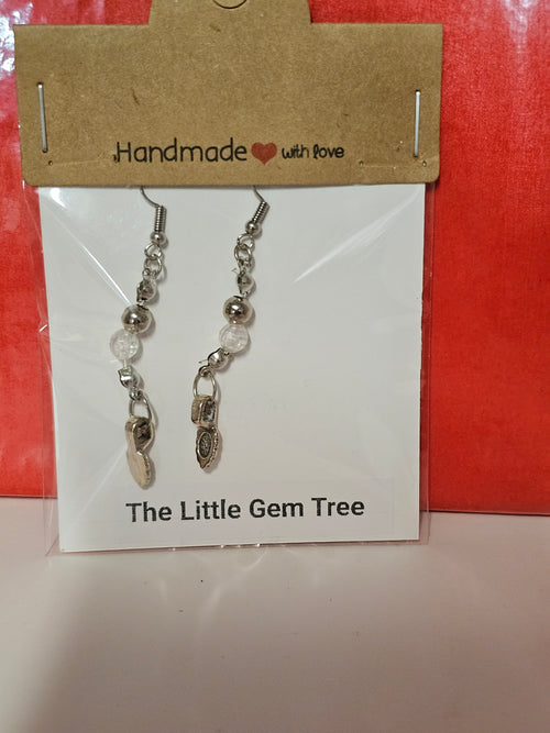 dangle leaf bead earrings