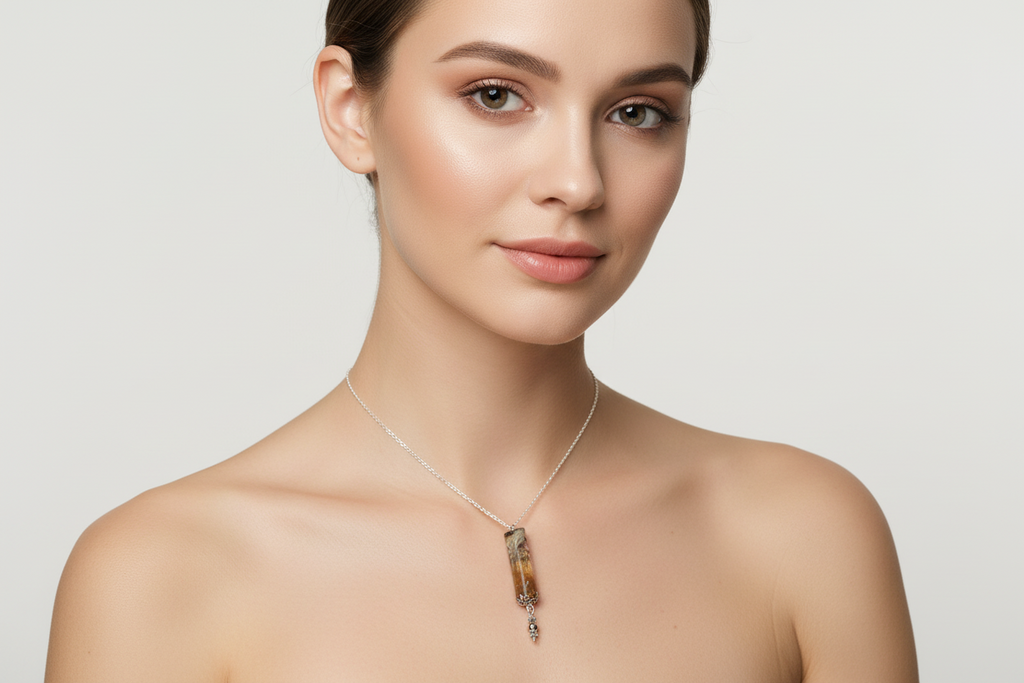 Forget-me-not resin drop pendent and chain