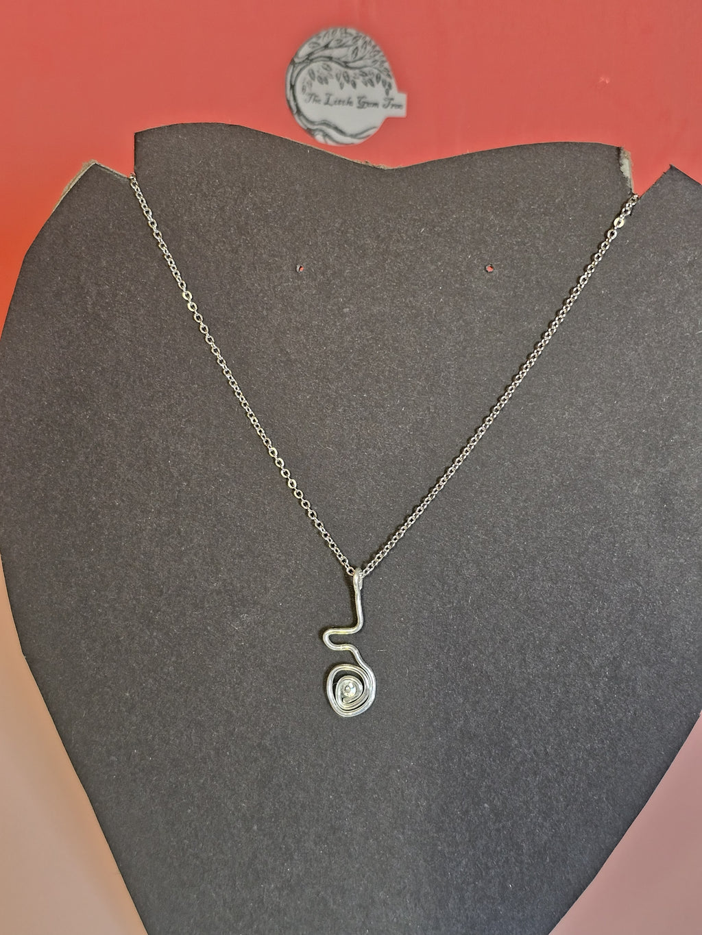 silver swirl with diamante pendent and chain