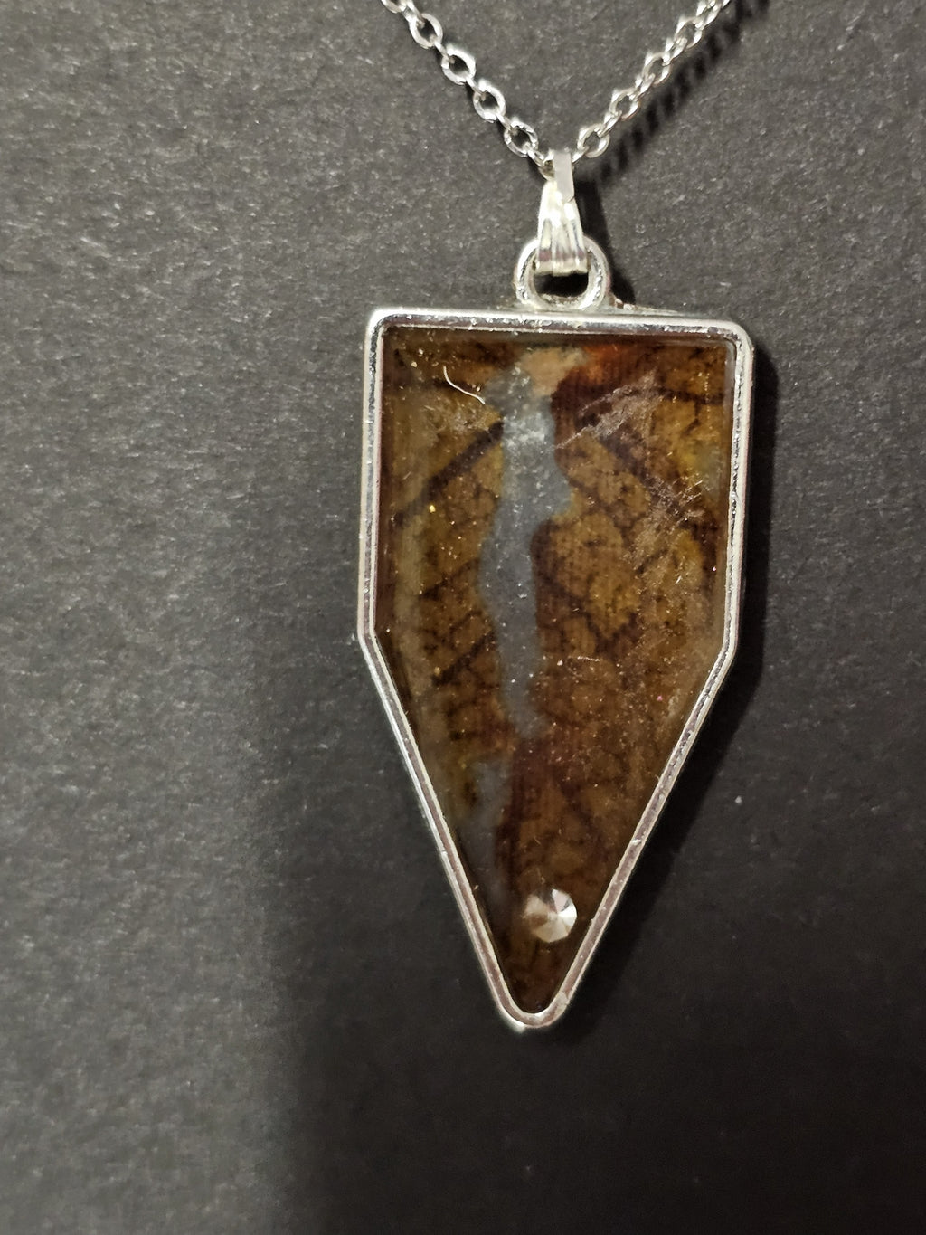 orange leaf in a sign shape pendent