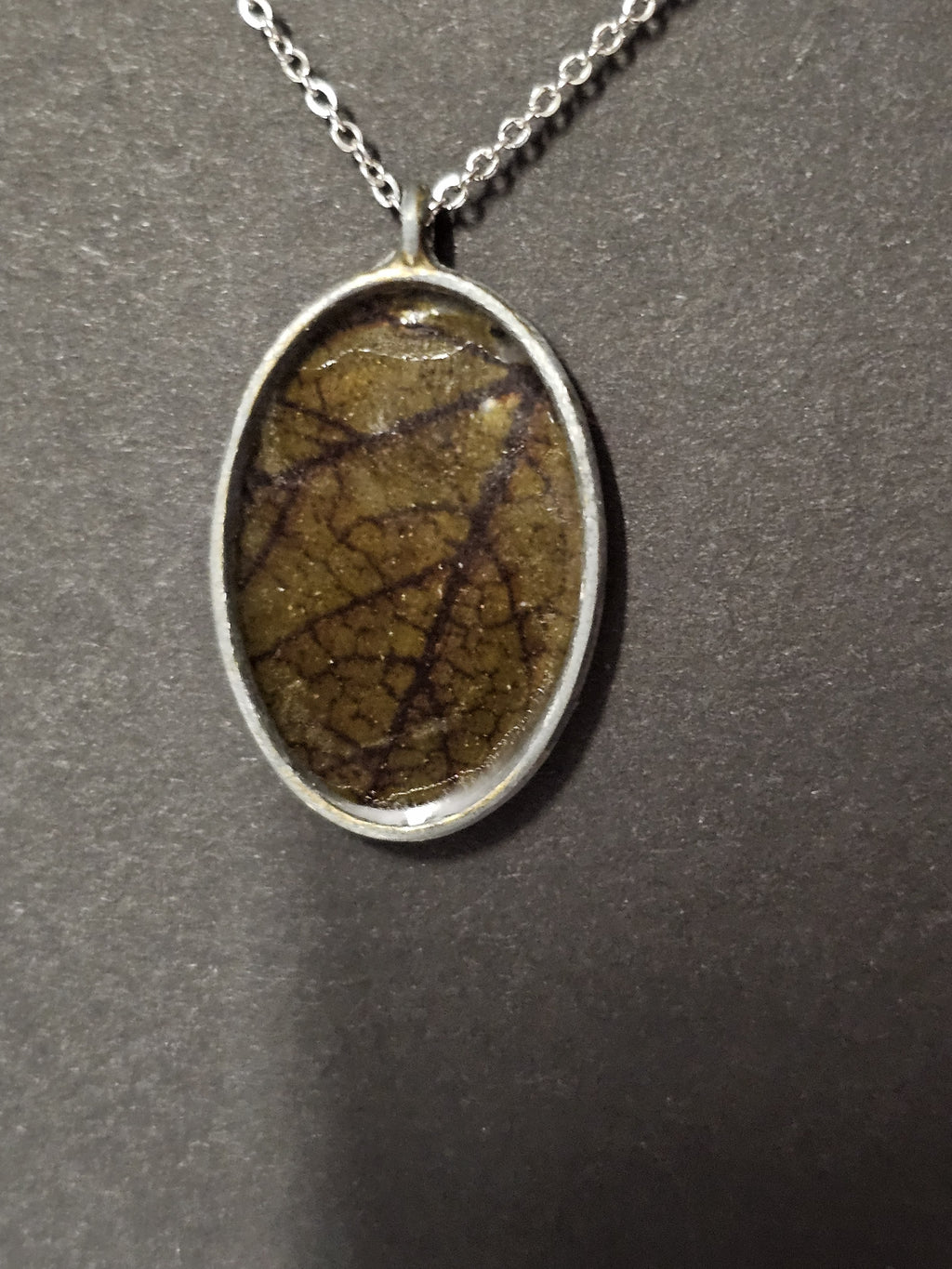 oval orange leaf pendent and chain