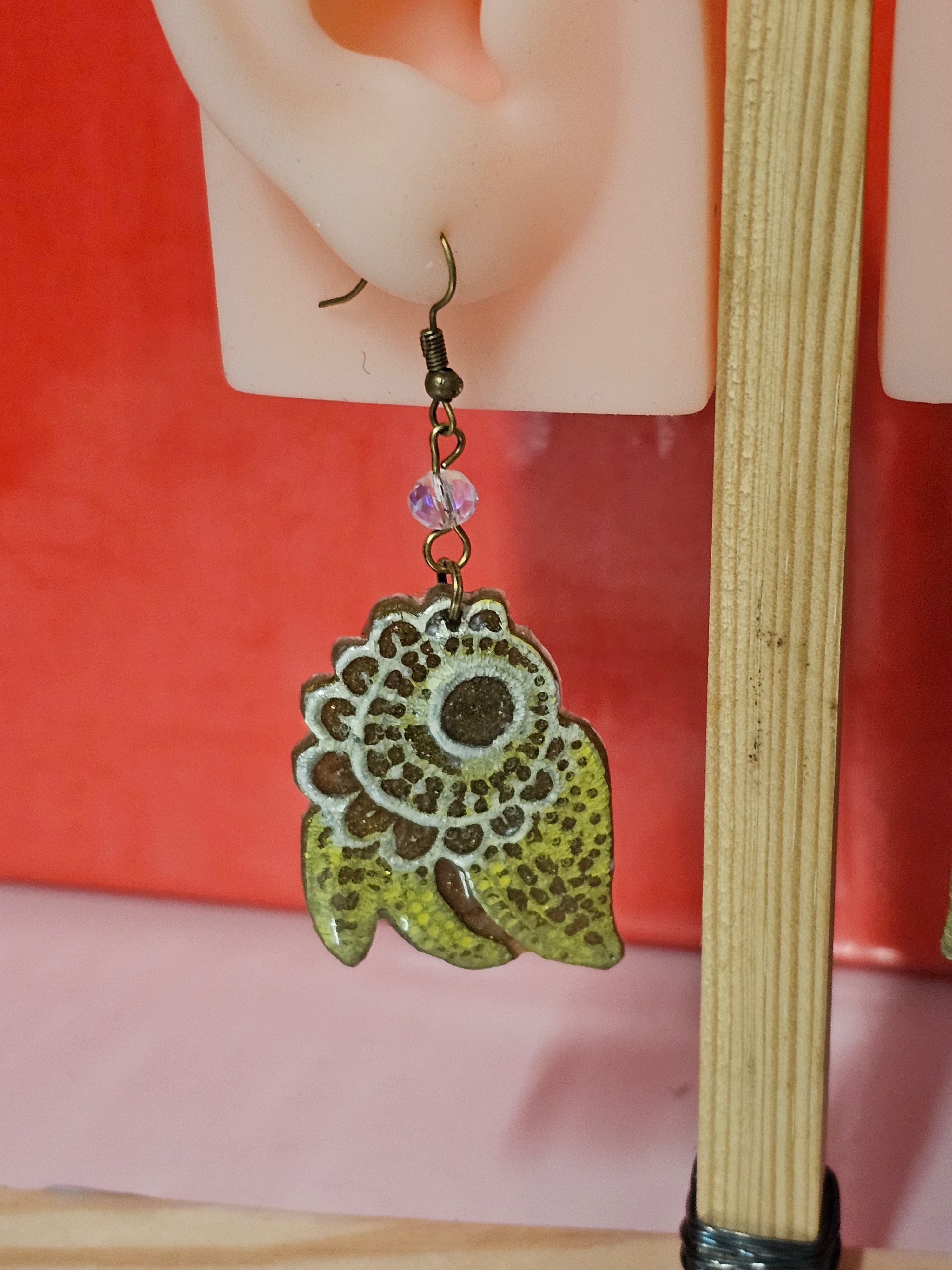 unique resin shaped drop earrings