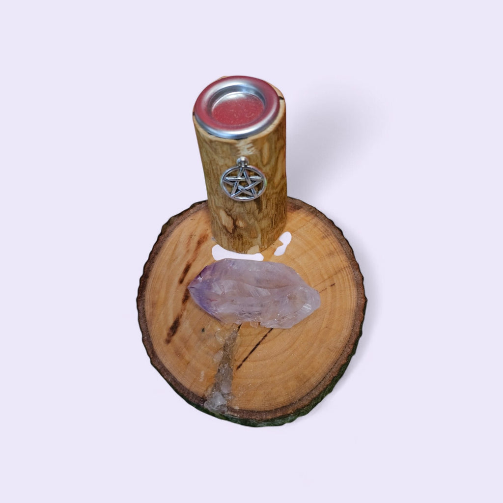 Amethyst crystal incense burner