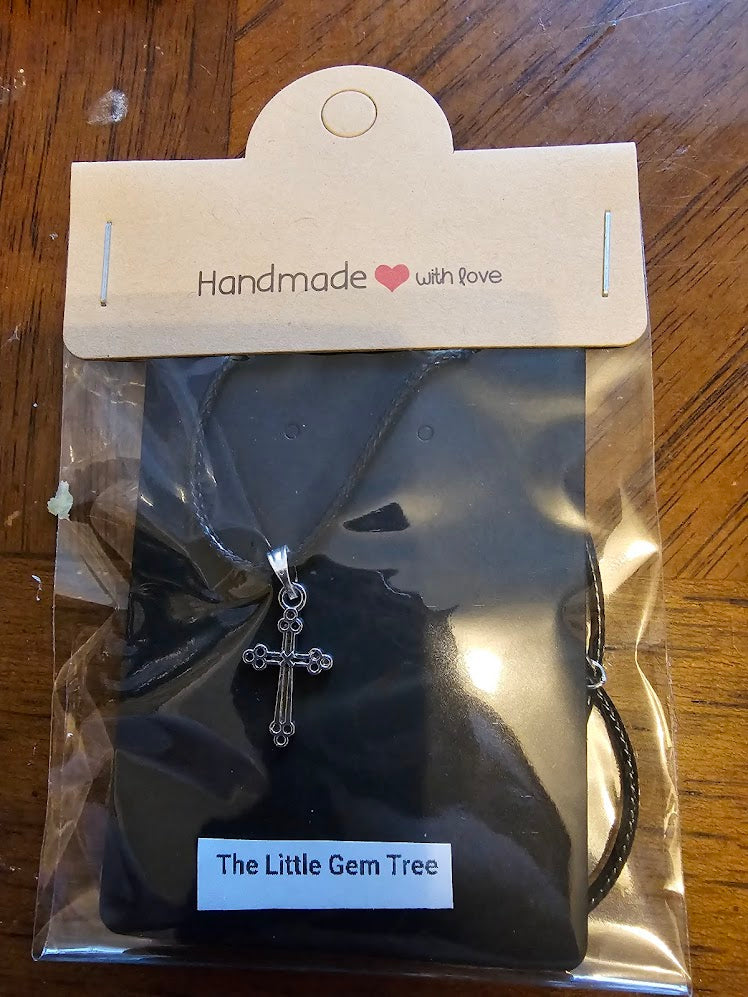 gothic cross pendent on cord