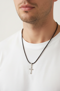 gothic cross pendent on cord