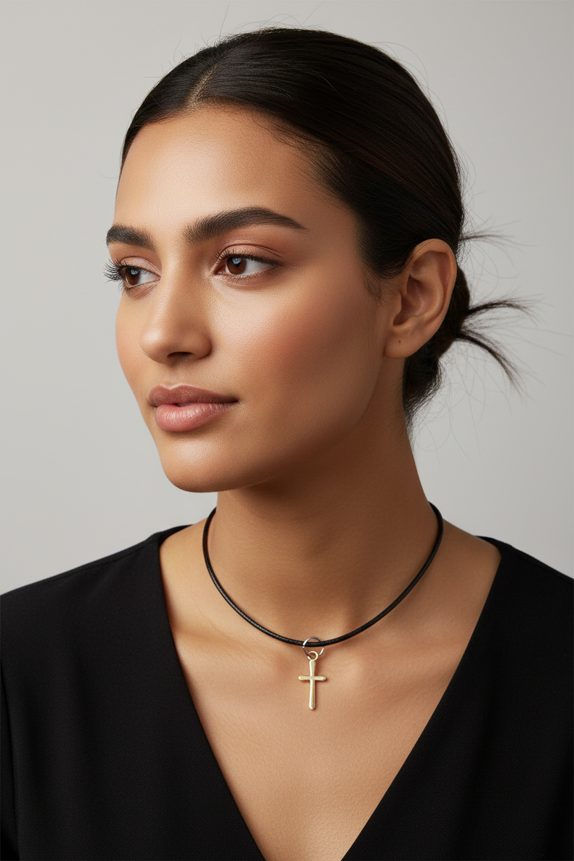 plain cross pendent on cord
