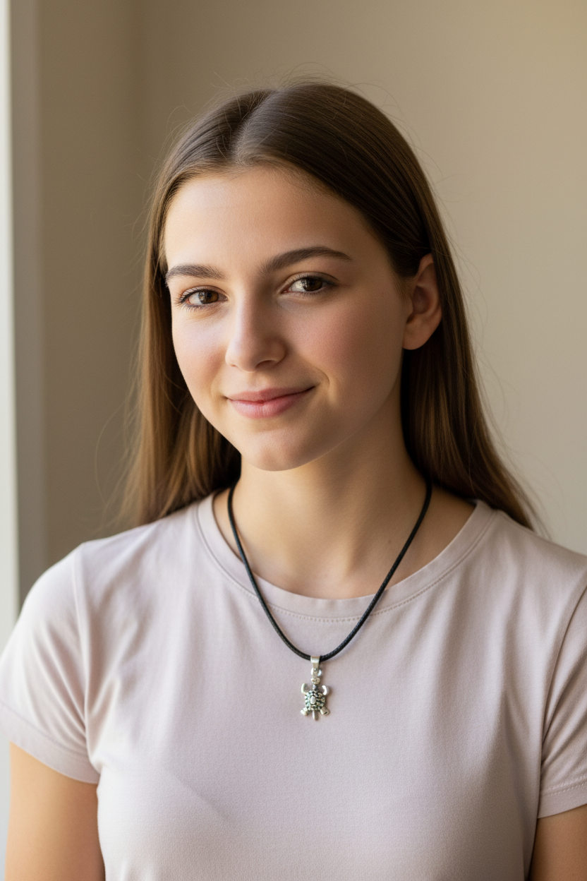 Silver turtle pendent on cord