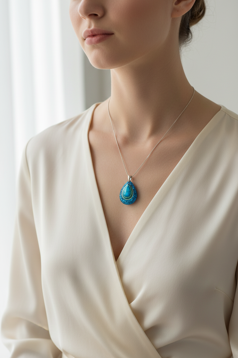 peacock pendent on cord