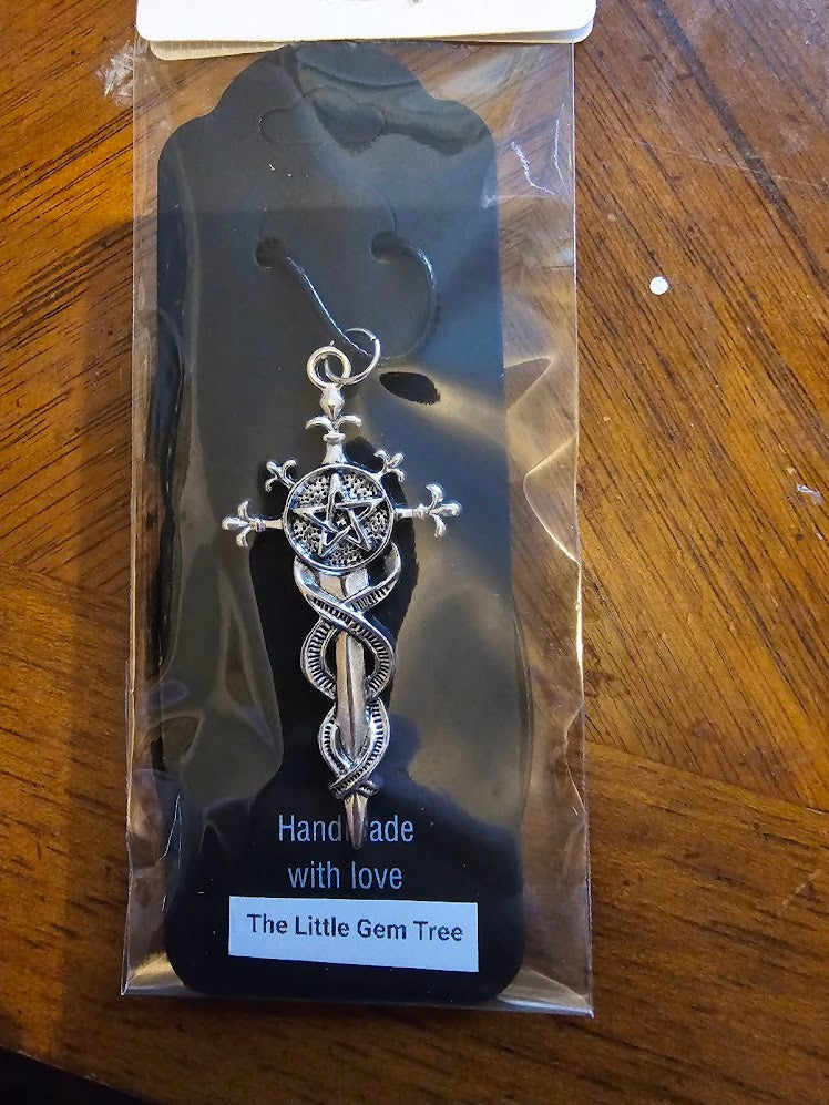 pentagram sword pendent on cord
