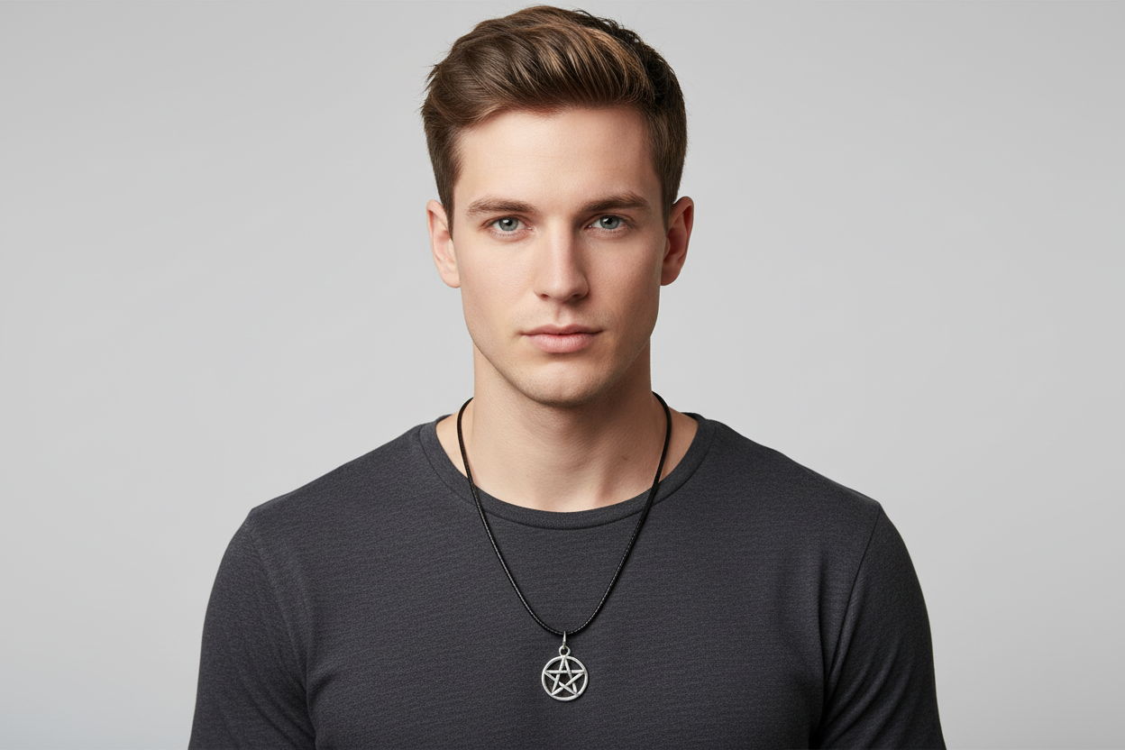 pentagram pendent on cord