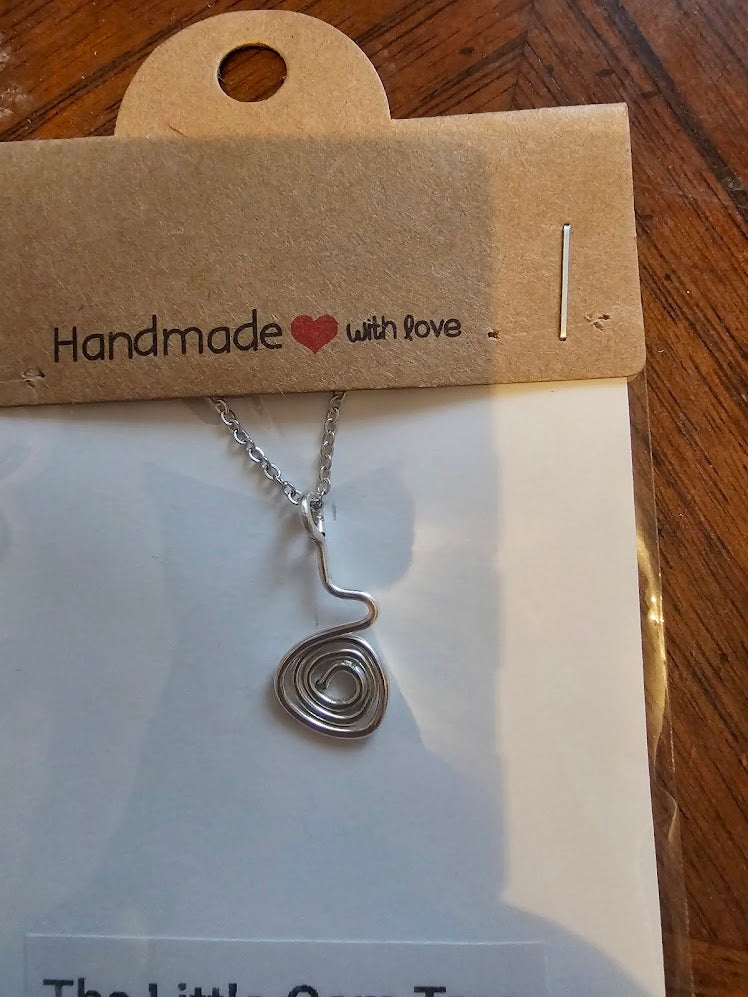 silver swirl pendent and chain