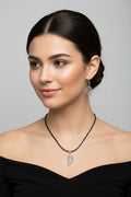 silver leaf pendent set