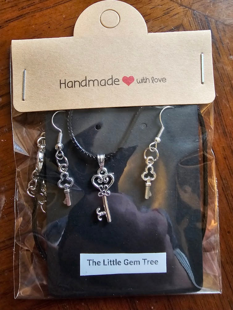 key pendent and earrings
