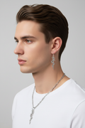 snake wrapped sword pendent and earring