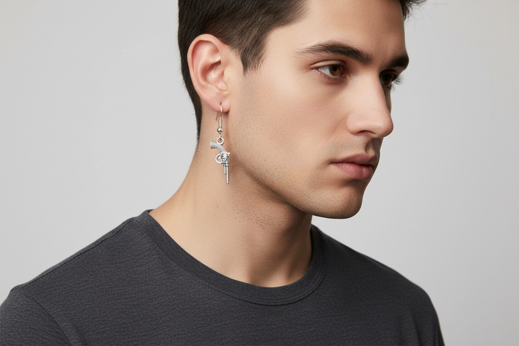 silver guns earrings