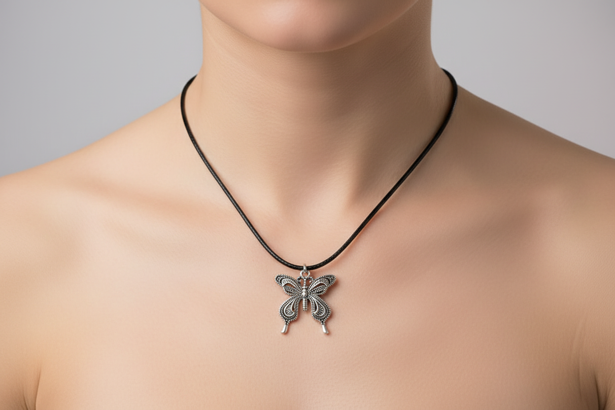 silver butterfly necklace