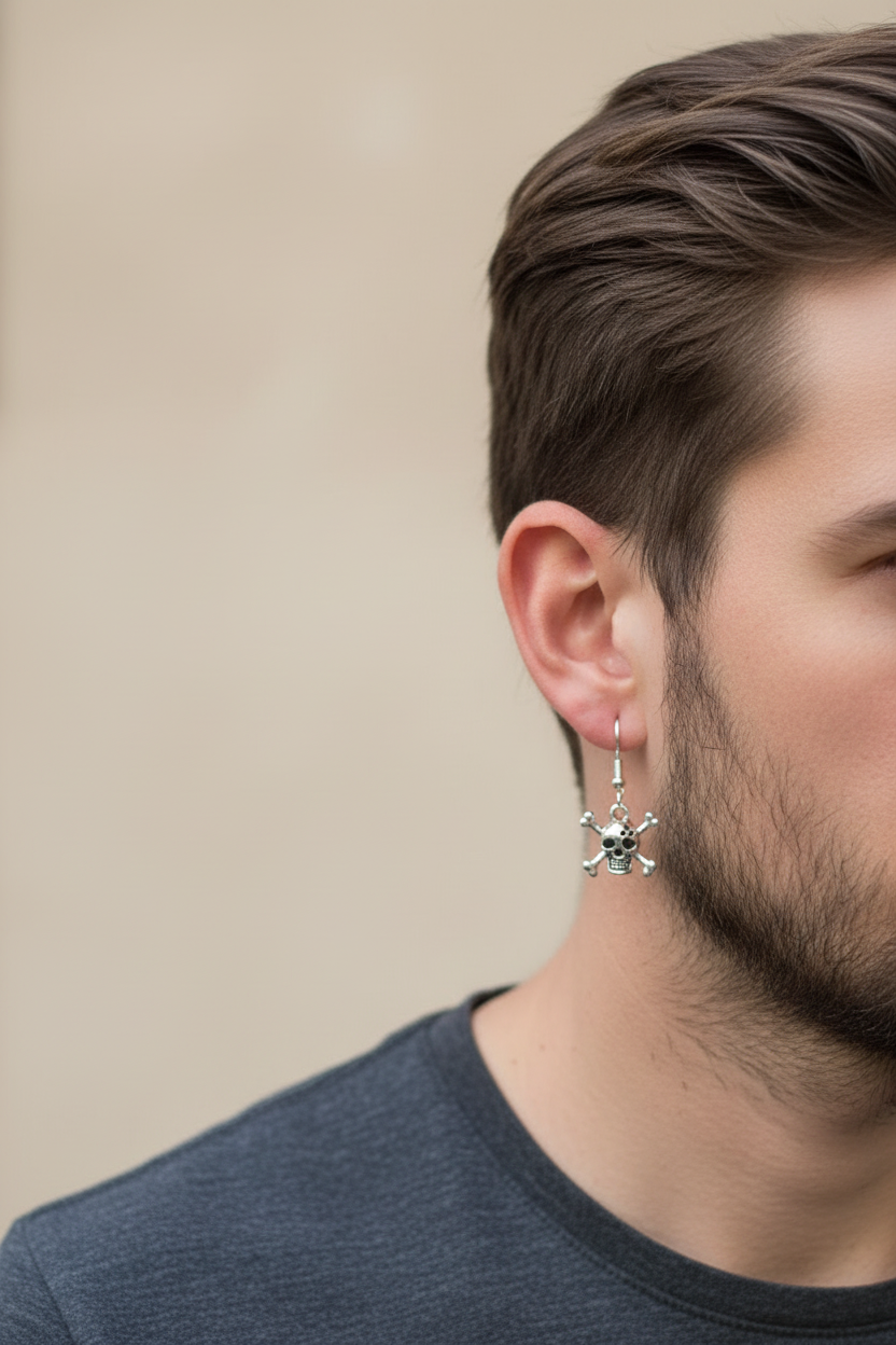 skull and cross bones on 925 sterling silver male
