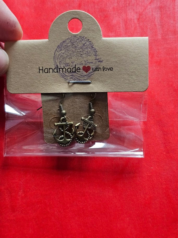 brass anchors earrings