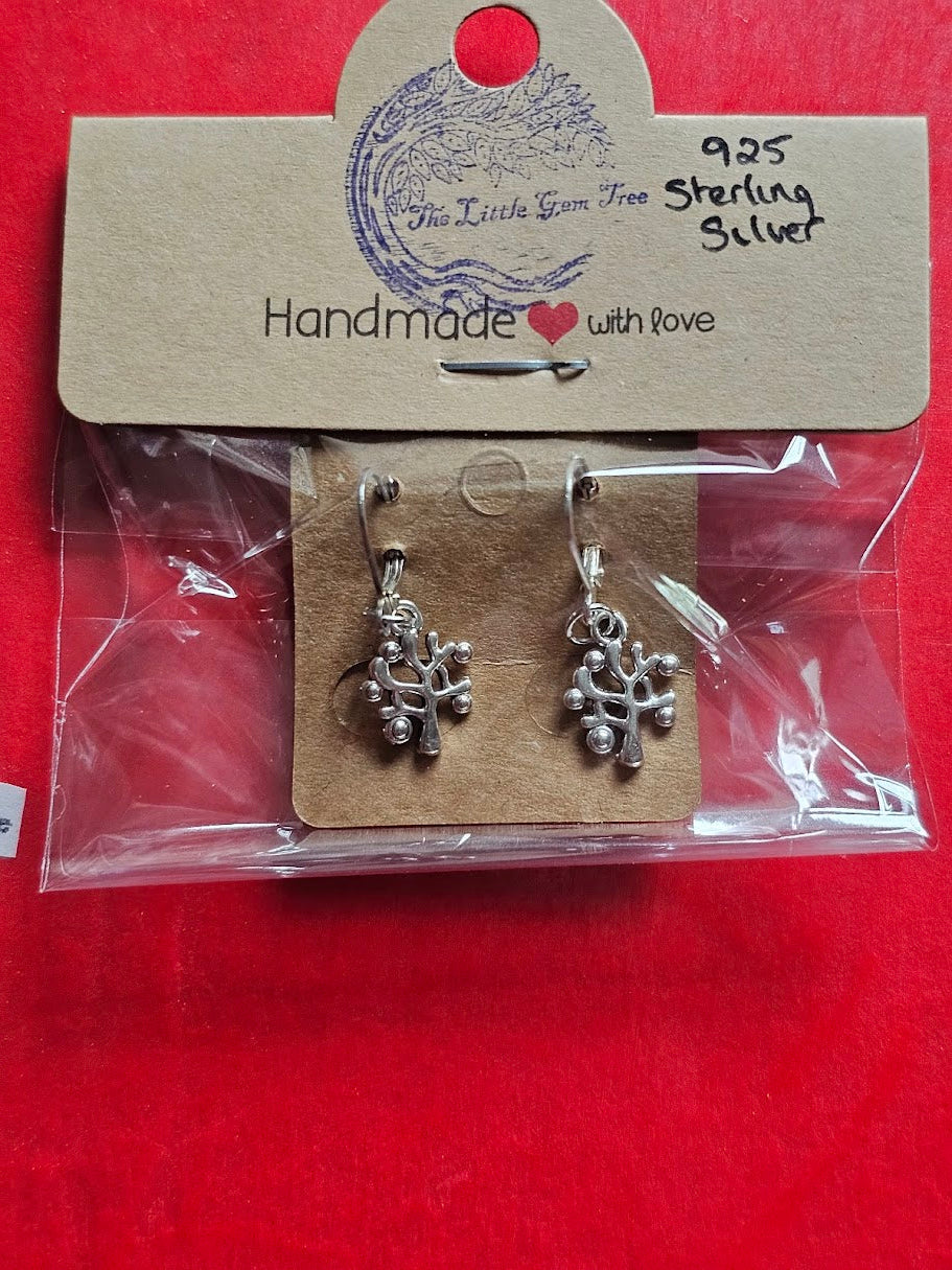 925 sterling silver earing with a tree dangle