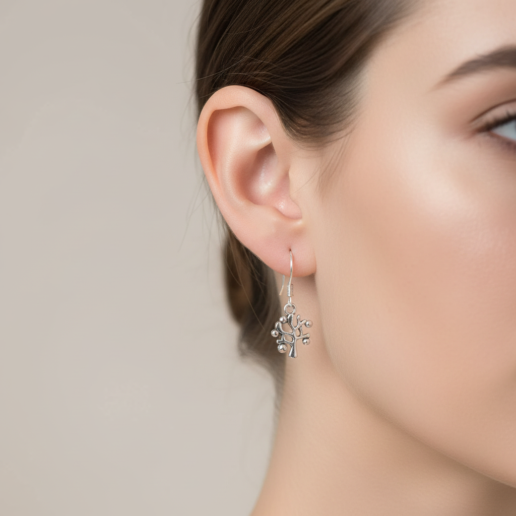 925 sterling silver earing with a tree dangle