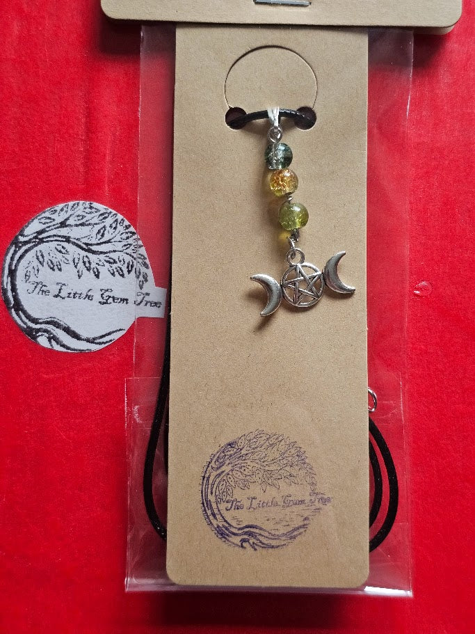 3 bead drop Hecate symbol pendent on cord