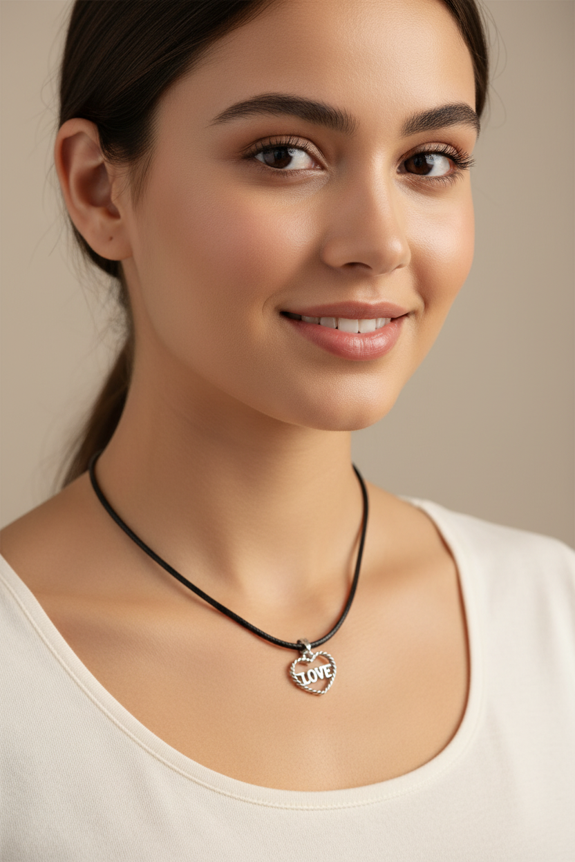 heart of love pendent on cord