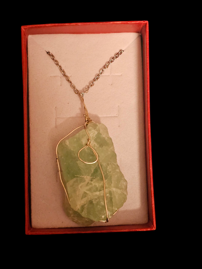 calcite wire wrapped neck lace and earing