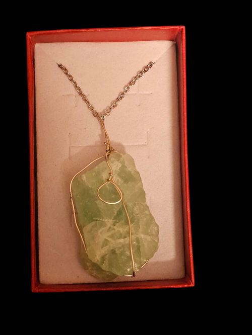 calcite wire wrapped neck lace and earing
