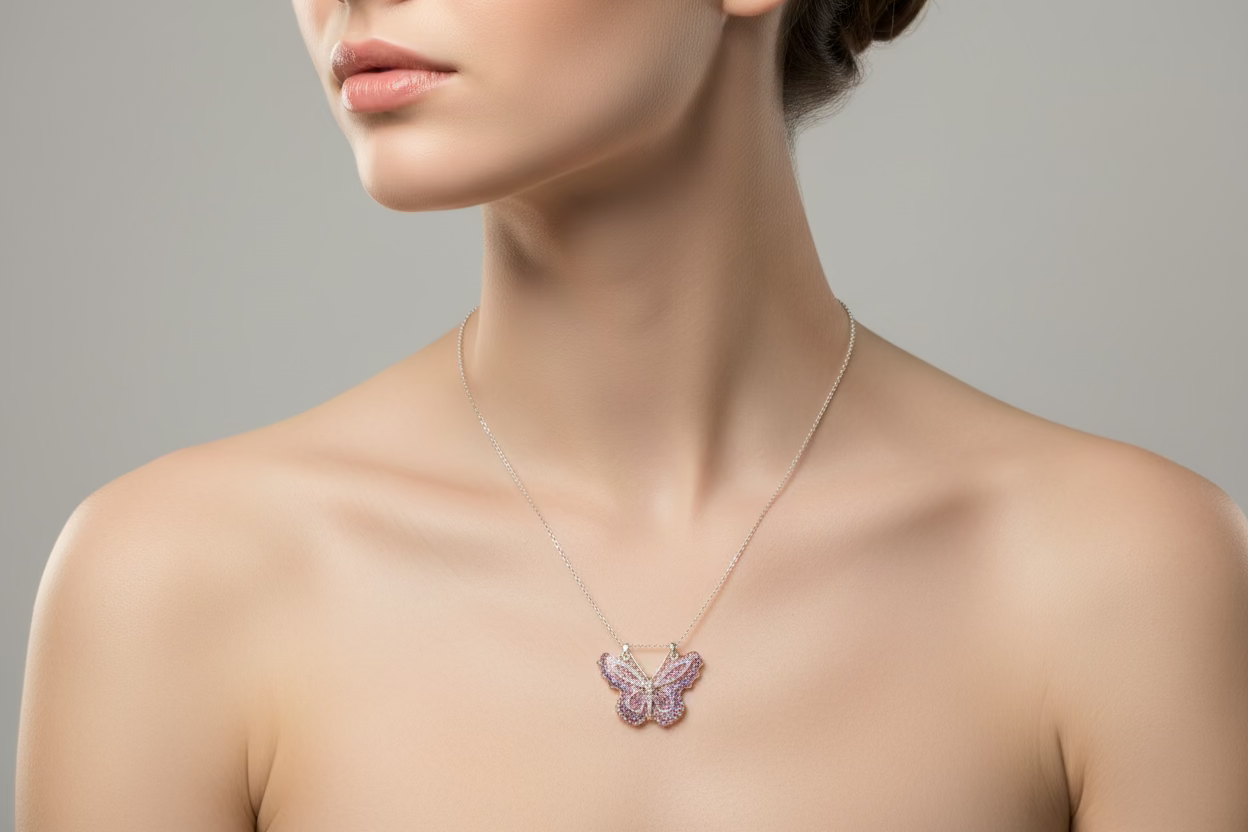 pink hues resin butterfly pendent